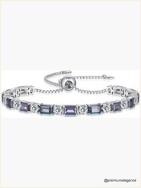 Birthstone Tennis Bracelet Women Sterling Silver Adjustable 6-9" Gemstone